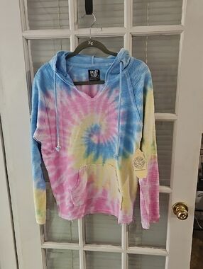 NWT Pop Surf BoHo Pastel Tie-dye Pullover Hoodie. Sz XL